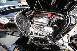 A close up shot of the powerful V8 engine in Dick’s 1932 roadster. 